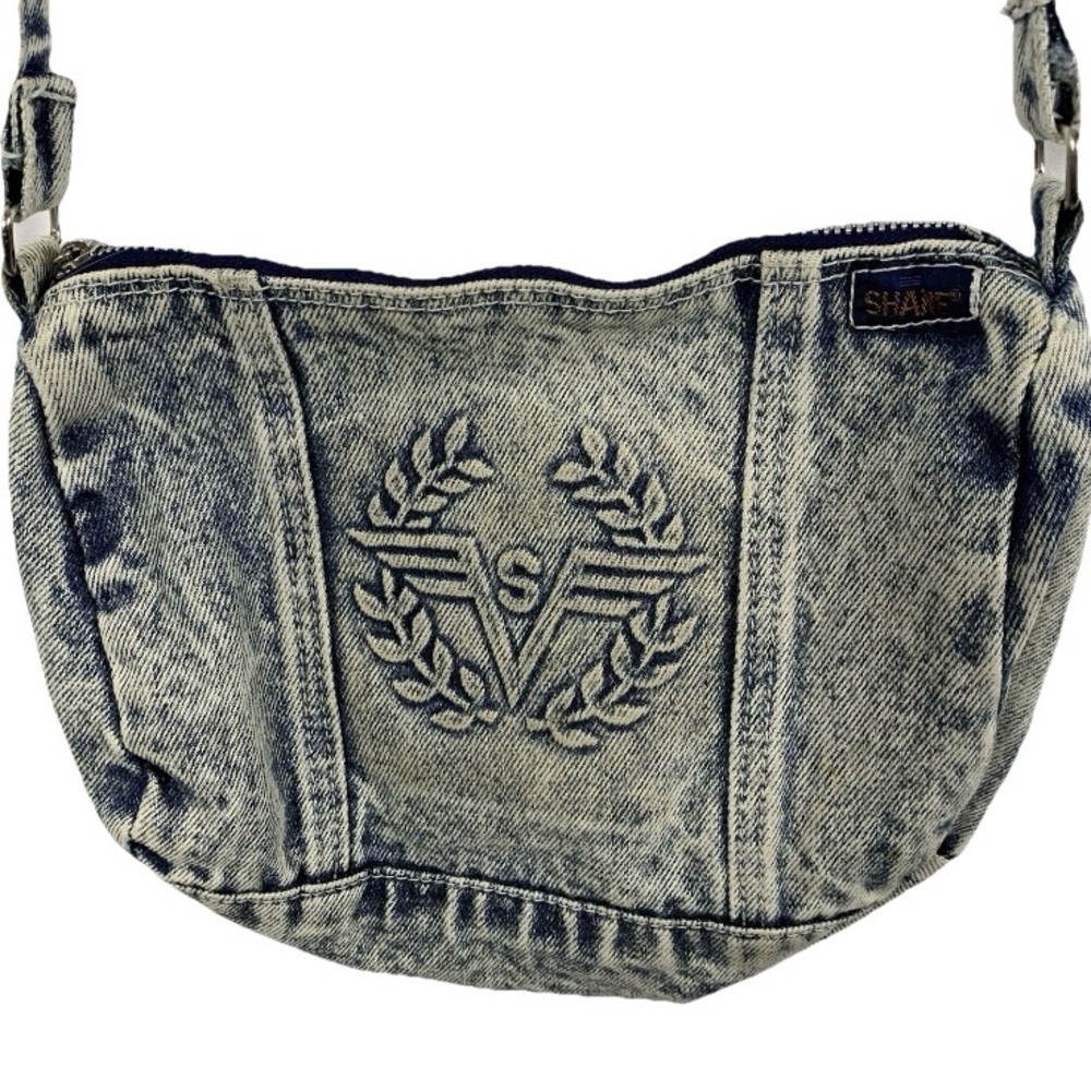 Vtg 80’s Shane Acid Wash Stone Wash Denim Purse Retro Crossbody Shoulder‎ Bag